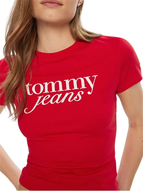 T-shirt donna rossa in cotone Tommy Jeans | DW0DW19447XI2